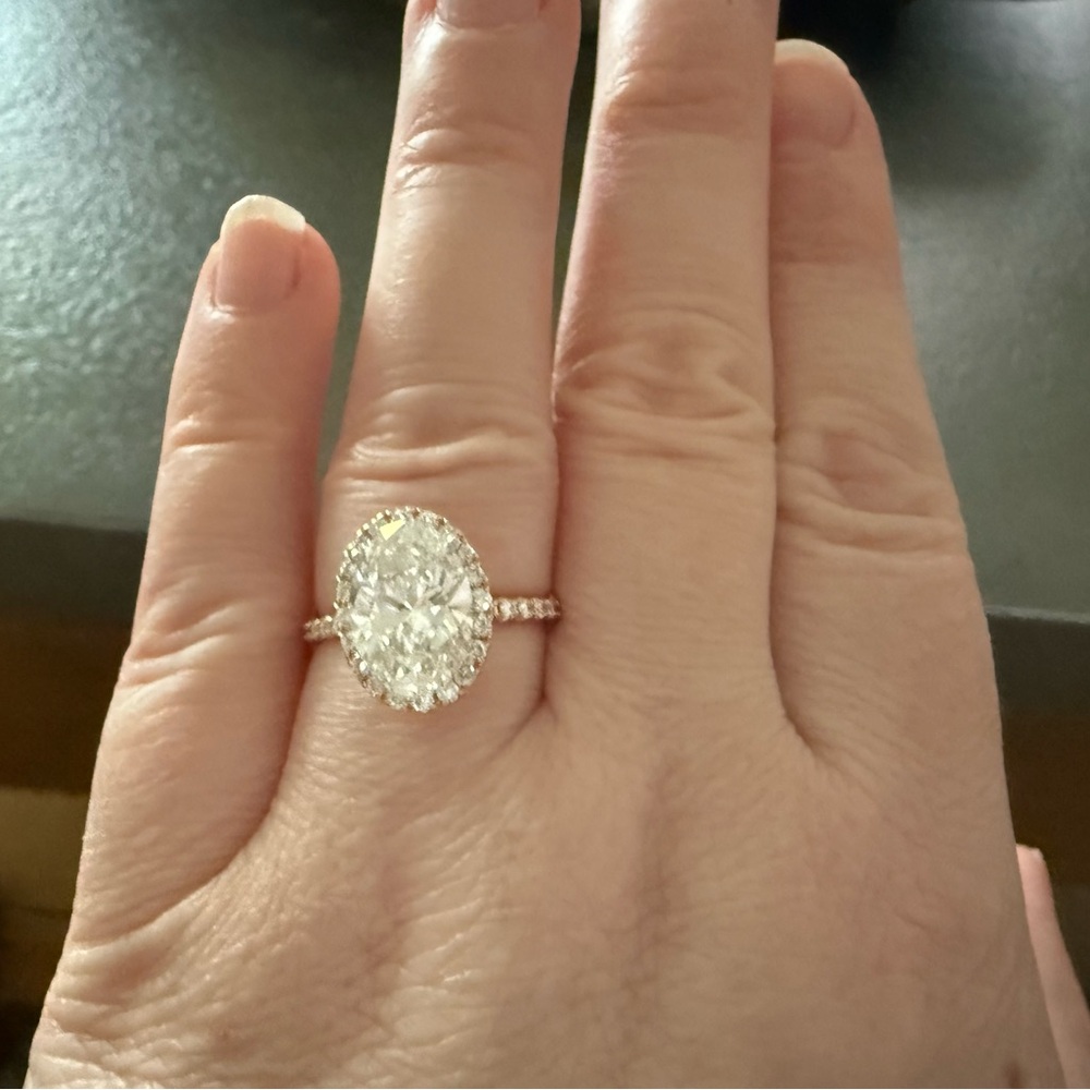 Zales Gold Oval Diamond Ring with box purchased 2 months ago. New condition. - Picture 2 of 6